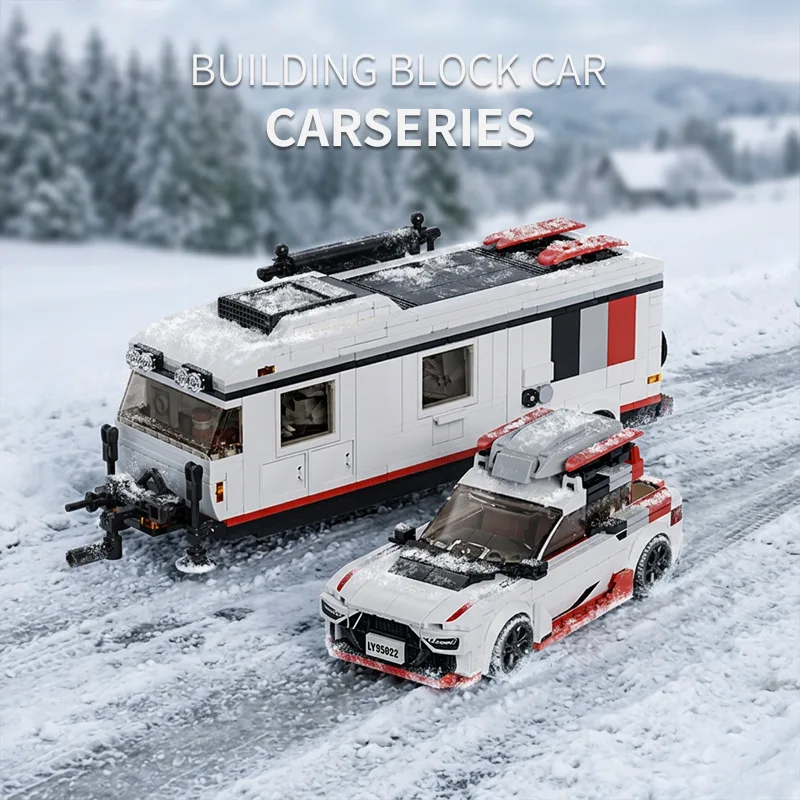 New 95022 1294pcs MOC Creativity Trailer RV Building Blocks Model Assembled Scene Racing Car Bricks Adult Toy Birthday Gift Set