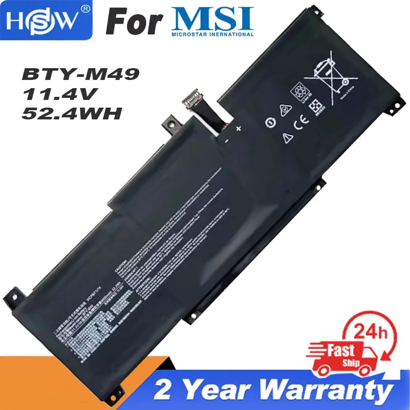 

BTY-M49 Laptop Battery For MSI Prestige 14 A10SC Prestige 14 Hands-On A10M 11.4V/52.4Wh/4600mAh