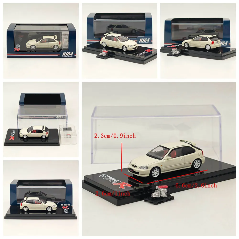 Hobby Japan 1:64 CIVIC TYPE R (EK9) 1997 Custom Sunlight Starlight Championship ADVAN with Engine Diecast Models Car Collection