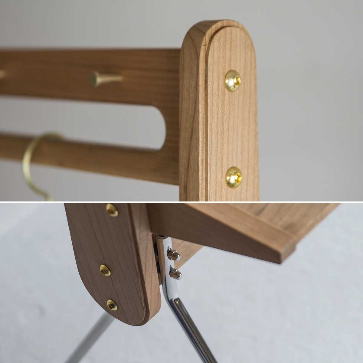 رف معطف أرضي قديم، خشب كرز من الفولاذ المقاوم للصدأ مع رف، تخزين الملابس الشبكية الثانوية #4