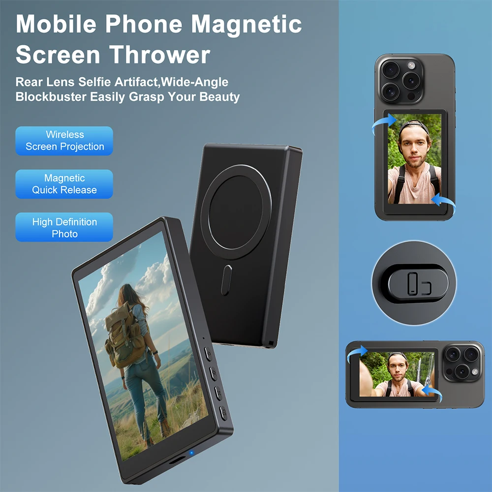 Wireless Selfie Moitor Screen Mobile Wireless Image Transfer Selfie Screen Compatible Phone  Rear Cmera Montoring Screen