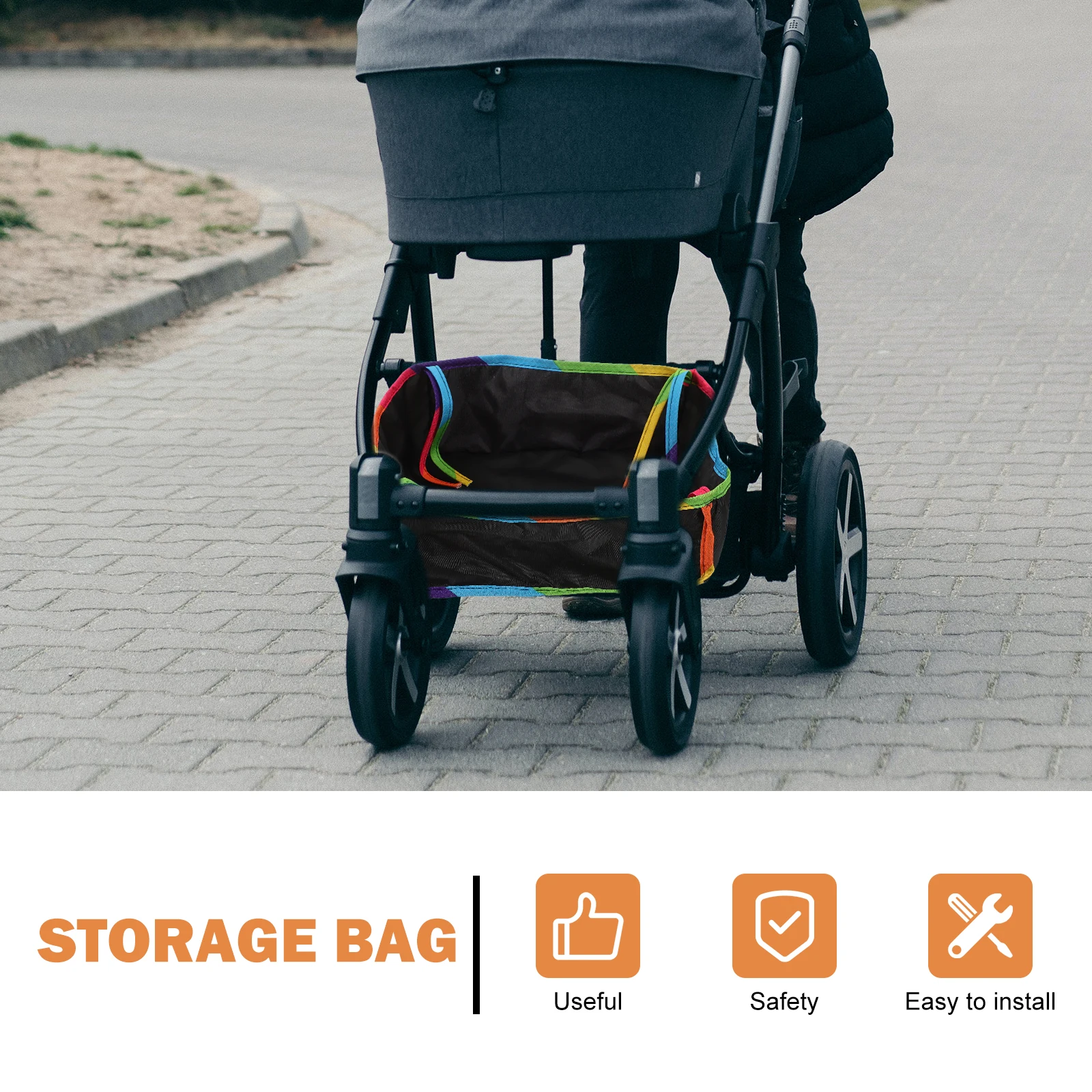 

Baby Stroller Storage Basket Replacement Large Capacity Organizer Bag For Stroller Bottom Nappy Bottle Holder Pouch Compatible