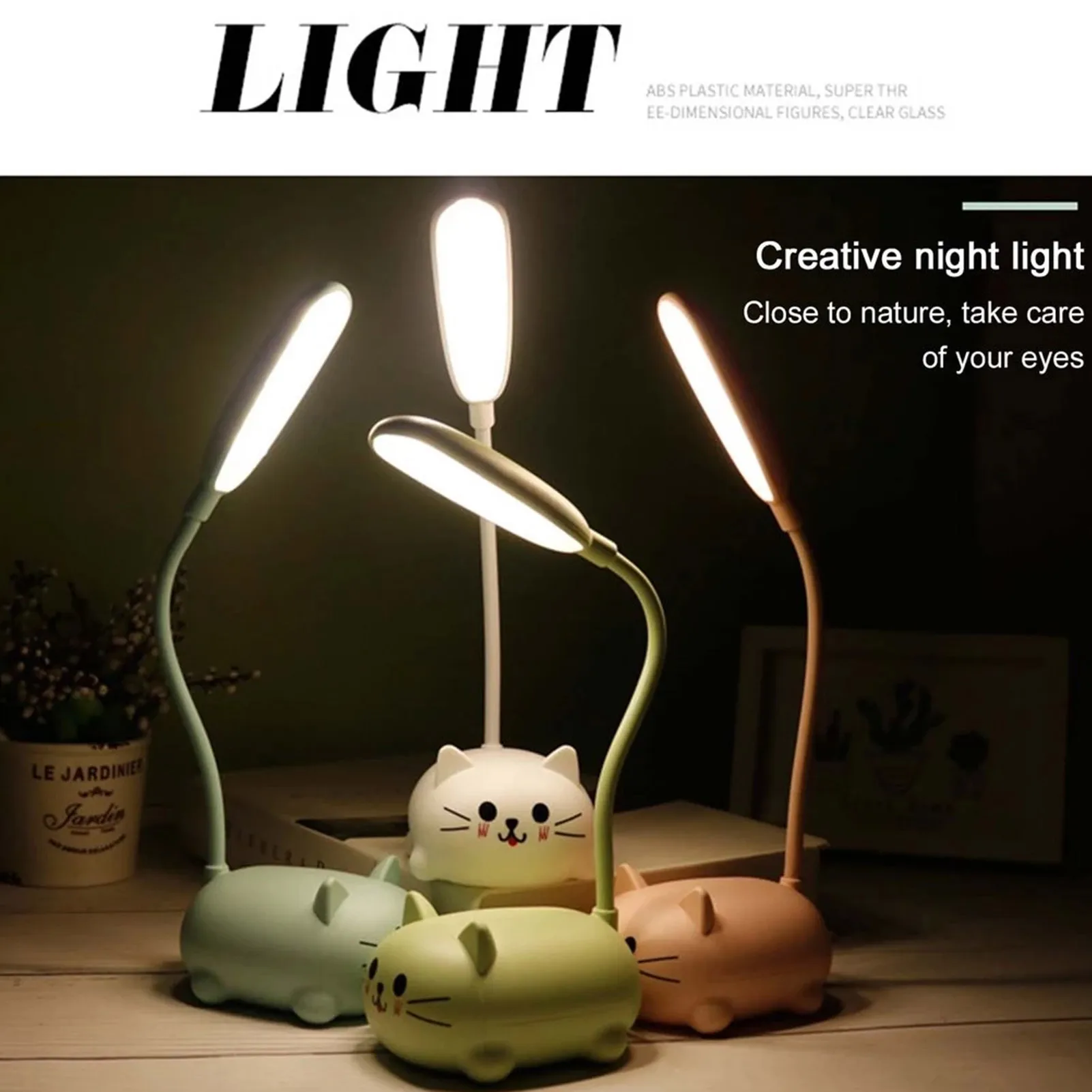 Mini Cat USB Lamp LED Desk Lamp For Kids 360 Adjustable Cute Warm Night Light USB Charging Table Lamp Bedroom Desktop Decoration