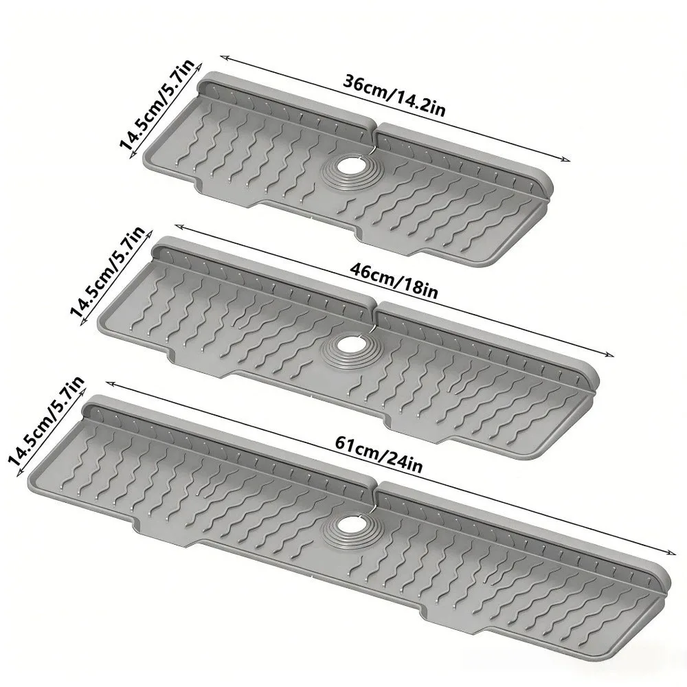

Portable Silicone Faucet Drain Mat 36/46/61cm Length Adjustable Sink Splash Guard Anti-slip Kitchen Sink Holder for Bathroom