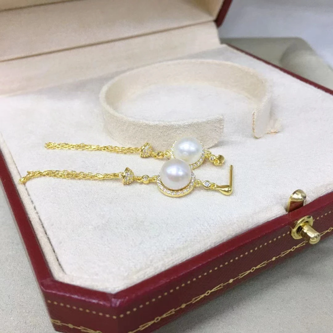 Wholesale S925 Sterling Silver Earrings Mount Findings Settings Base Mounting Parts Accessory for 8-9mm Pearls 5 pairs/lot