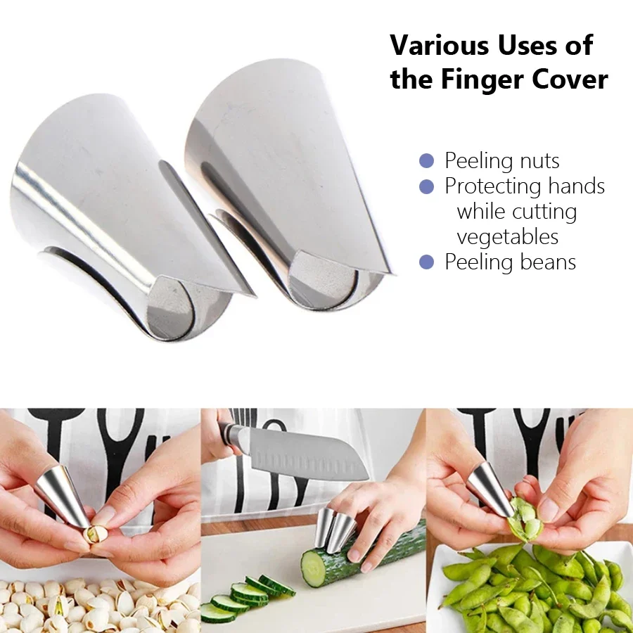 10Pcs Stainless Steel Kitchen Tool Set Bean Sheller Peeler And Finger Protector for Peeling Beans Chestnuts And Nuts