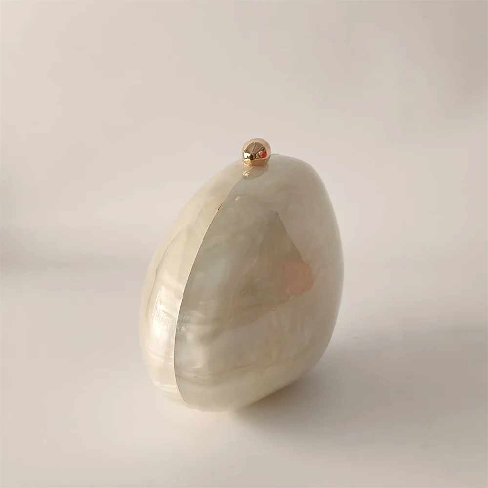 Oval Marble Beige Shell Acrylic Luxury Elegant Lady Evening Bag Cute Handbag Wedding Lady Girl Female Mini Purse