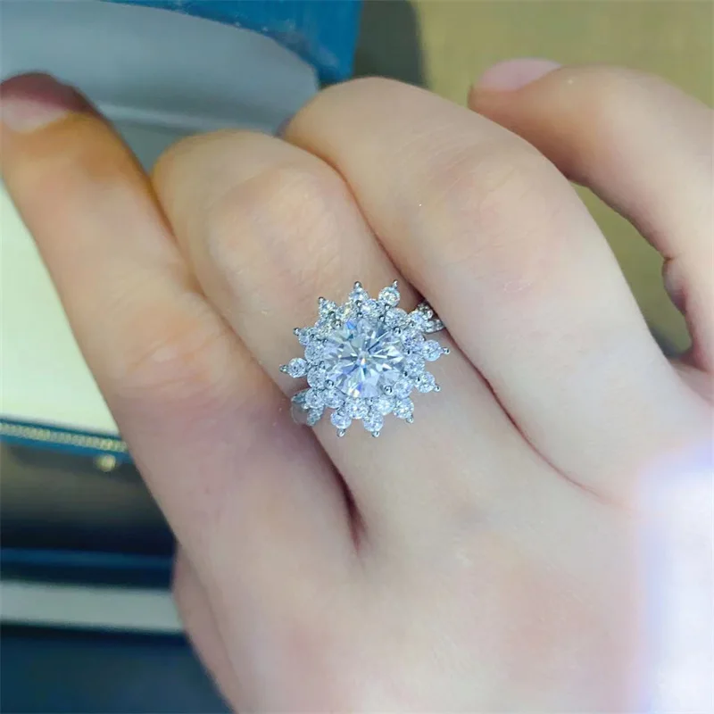 Luxury white gold solid platinum PT950 moissanite diamond ring AU750 platinum diamond women's ring couple ring