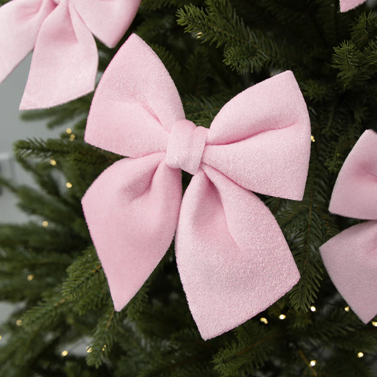 DIY Pink White Velvet Bow Christmas Tree Hanging Pendant Ornament Wedding Party Birthday Baby Shower Valentine's Day Decorations