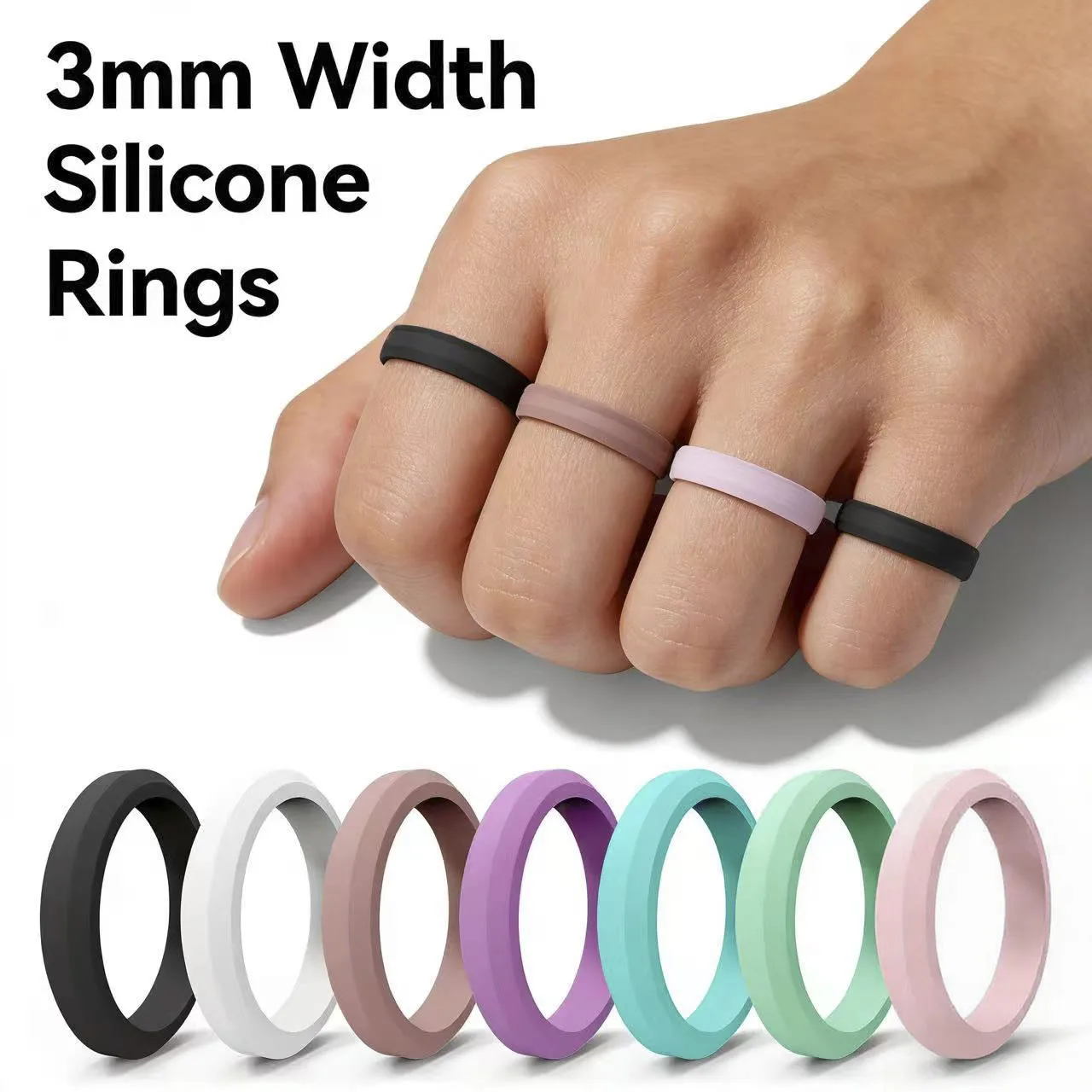 1pc Sports Hypotenuse Silicone Ring 7 Color for Women Wedding Rubber Bands Hypoallergenic Flexible Finger Rings
