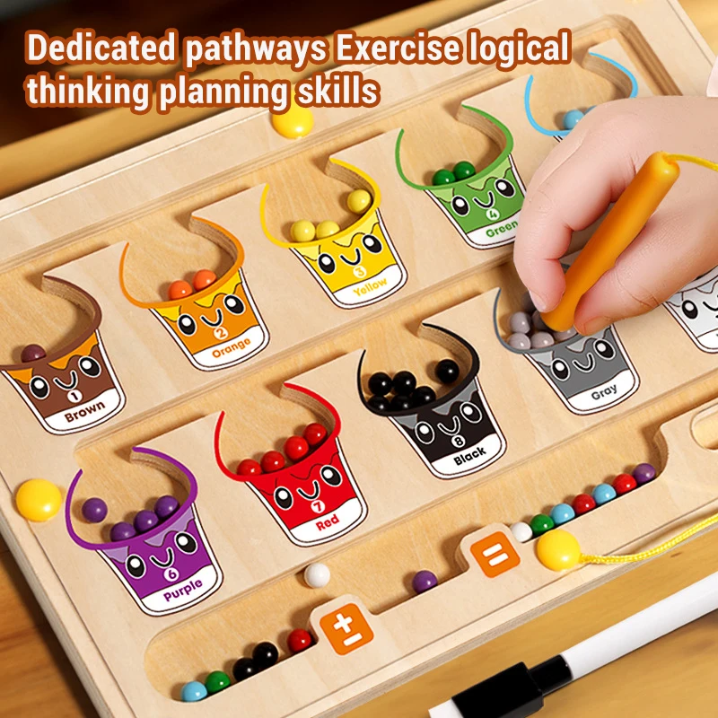 Jeux d'apprentissage et de comptage Montessori, jouets pour l'éducation précoce, stylo magnétique, jeu de balle mobile, tri des couleurs, jouets éducatifs sensoriels