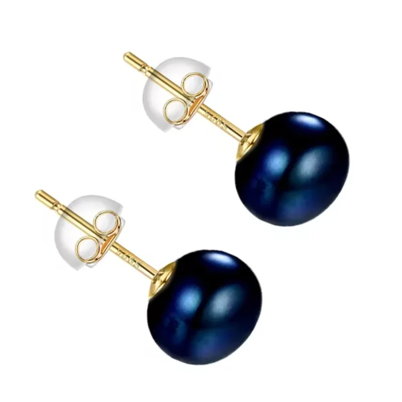 Senlissi- Genuine FreshWater Pearl Stud Earrings For Women  7-8-9 White Pink Pearls 925 Sterling Silver 18K Female Party Jewelry