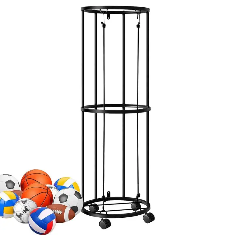 

Columnar Vertical Ball Racks Rolling Basketball Holder Garage Sports Ball Storage Sports Basketball Rack Ball Storage Holder