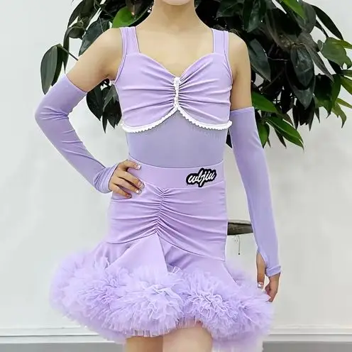 

Advanced Latin dance performance costume for girls New style Professional children's Latin dance performance practice clothing