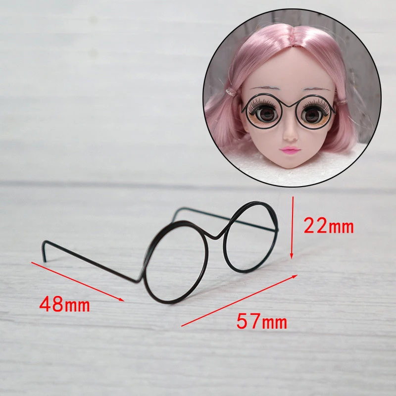 1Pcs Kleine Mode Niedlichen Puppen Runde Brille Brillen Mini Spielzeug Brillen Puppe Zubehör Plüsch Puppe Gläser Dressing Zubehör