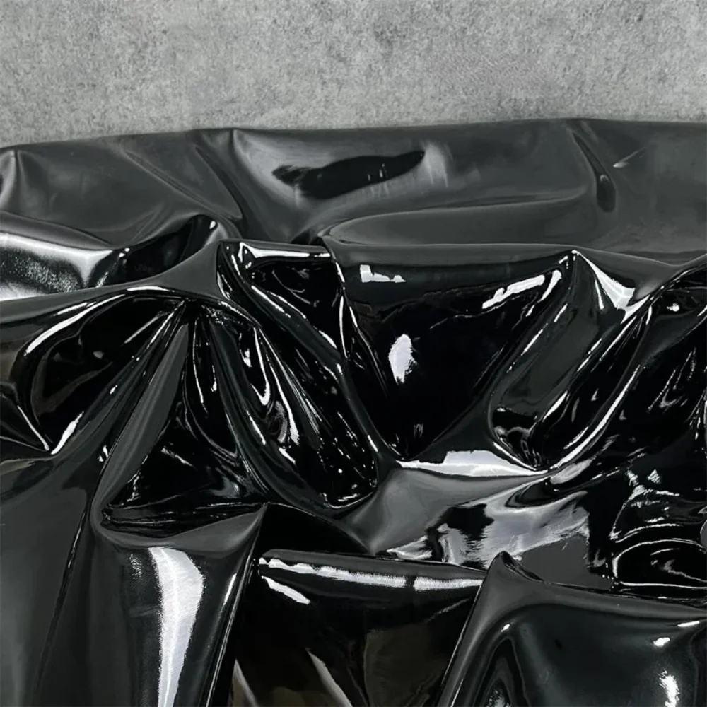 

Thickened Dark Mirror Glossy Leather Smooth Soft Waterproof Designer Fabric Cloth Per Meter Apparel Sewing Diy Material
