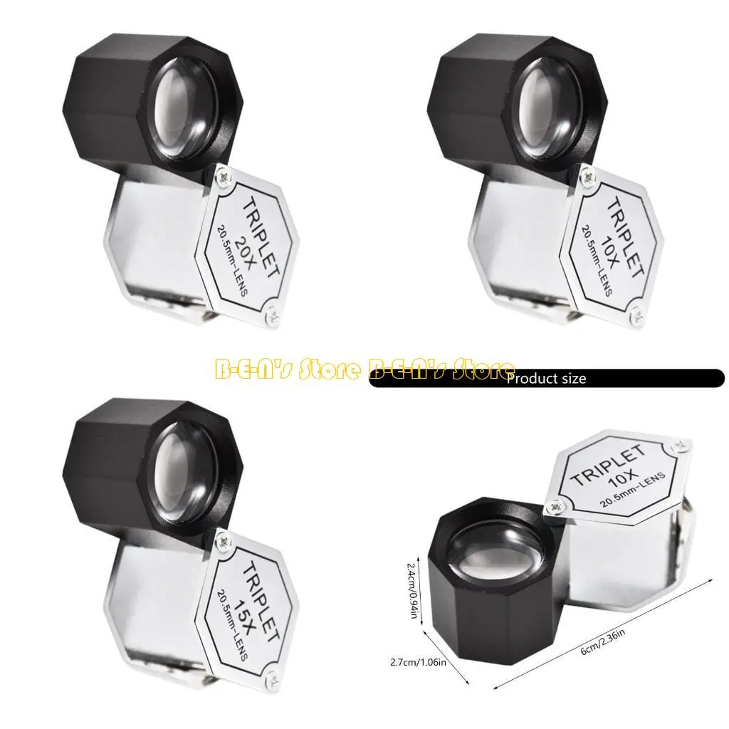 Y1AD loupe pliable 10X/15X/20X/30X loupe à main loupe pour l'inspection des bijoux
