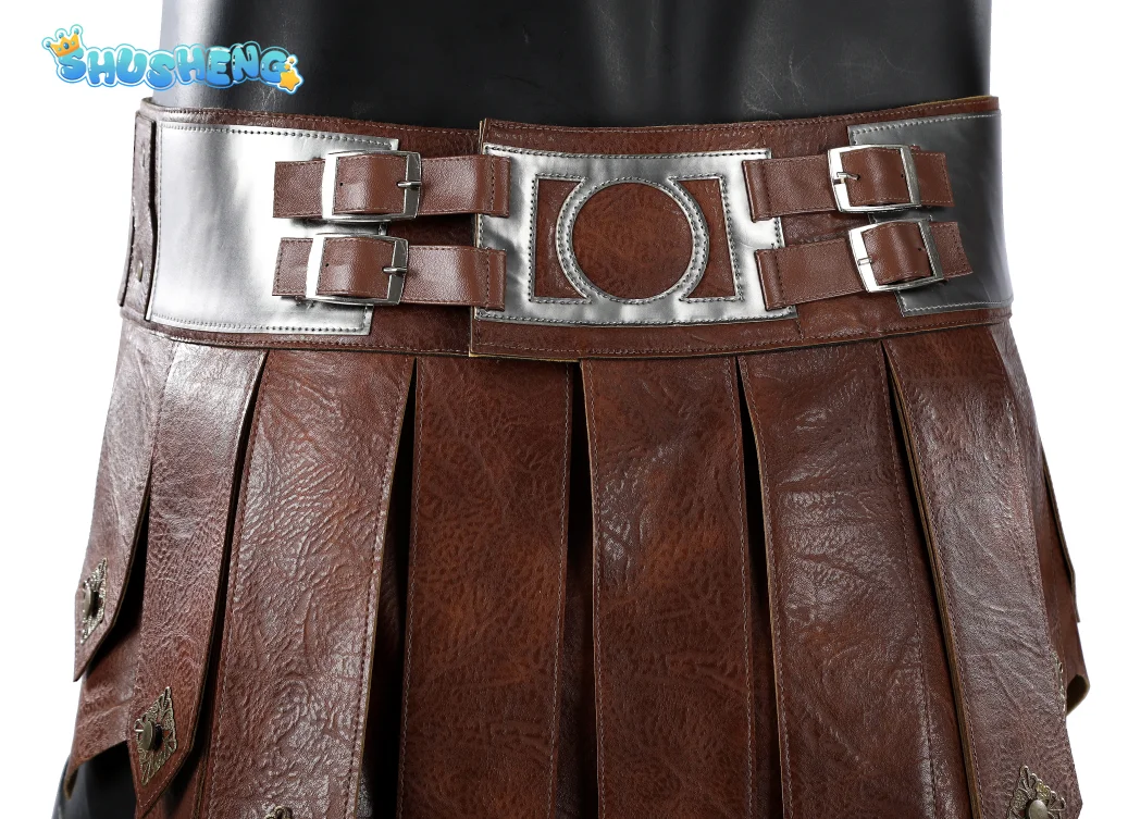 2026 New Movies He-Man Cosplay Costume Men's high-quality leather top short skirt gloves shoes Halloween fantasy  He-Man uniform - view 6