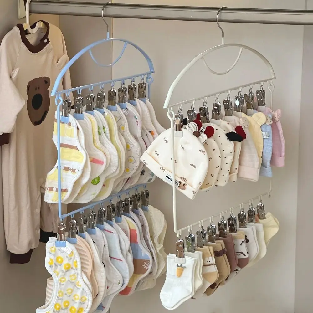 

18 Clips Socks Drying Rack Stainless Steel Folding Underwear Drying Clips Rust-proof Windproof Multi-clip Sock Drying Hanger