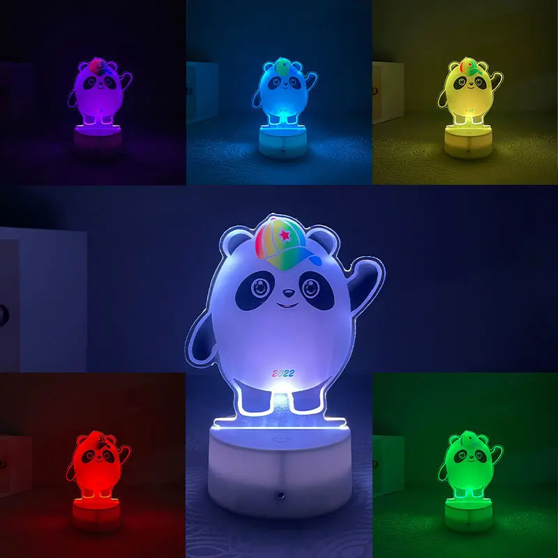 Panda acrylic night light female cute children gift football mascot creative atmosphere table lamp