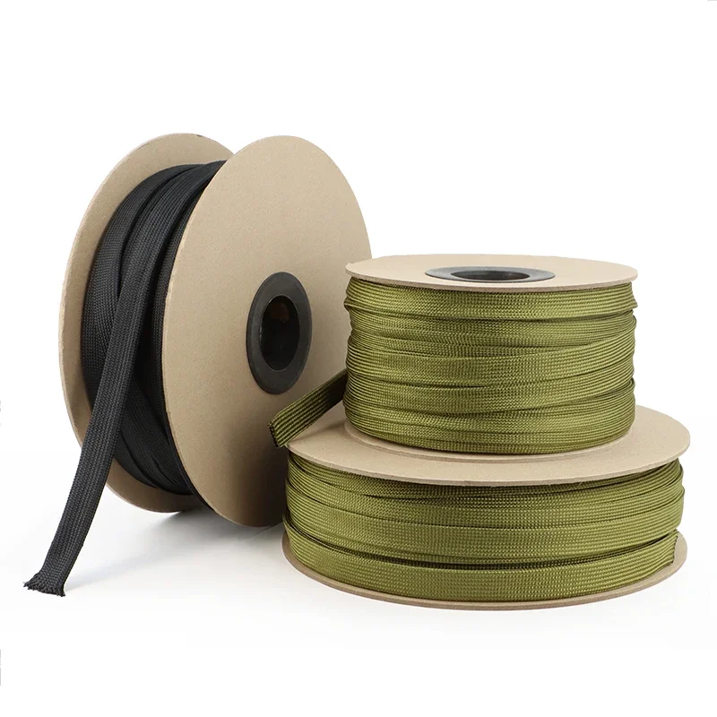 Полиамидная кабельная муфта, черный армейский зеленый 2,5 мм ~ 60 мм, мягкая плотная плетеная изоляционная проволока высокой плотности, защитная оболочка