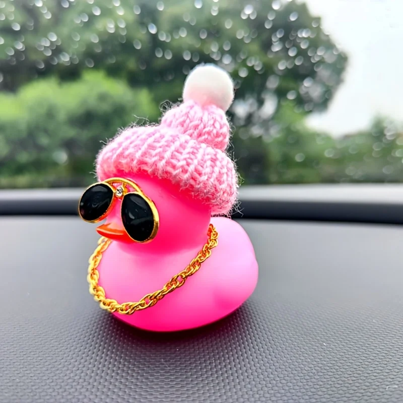 2 Stück süße blaue und rosa verzierte Entenauto-Ornamente, Armaturenbrett-Dekorationen, Weihnachtsgeschenke