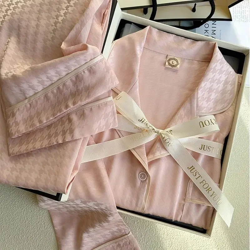 Pijamas De Mujer Large Size Loose 150KG Pyjamas Women Thousand Pajamas Women's Summer Long-sleeved Trousers Set Loungewear