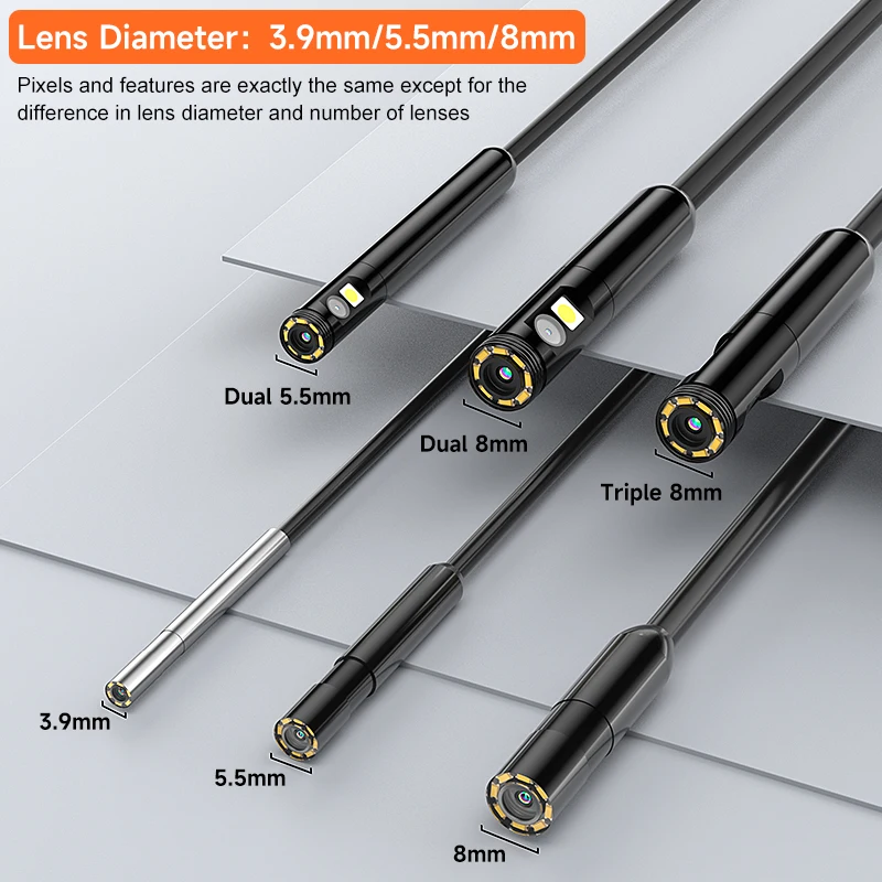 5'' IPS Screen Endoscope Camera HD1080P Single Dual Triple HD1920P 5.0MP Autofocus Lens USB Pipe Inspection Borescope Take Photo image 3