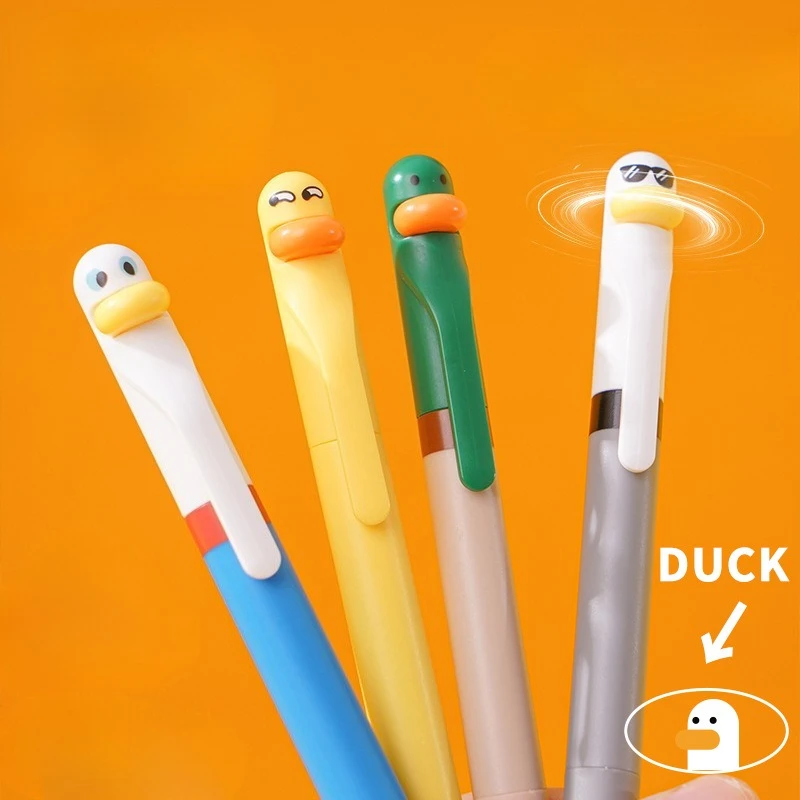 Cute Duck Rotating Gel Pen 0.5mm Black - for Students Writing Office Signing