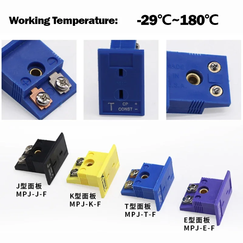 1~100pcs 열전대 소형 소켓 및 플러그 커넥터 K/T/J/E 유형 패널 장착 열전대 플러그 및 소켓 센서
