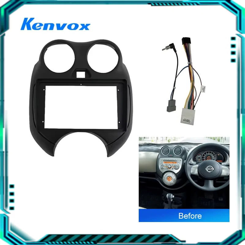 kenvox 9 Inch For Nissan MARCH 2010-2018 Android Car Radio Stereo GPS MP5 Player Casing Frame 2 Din Head Unit Fascia Dash Cover