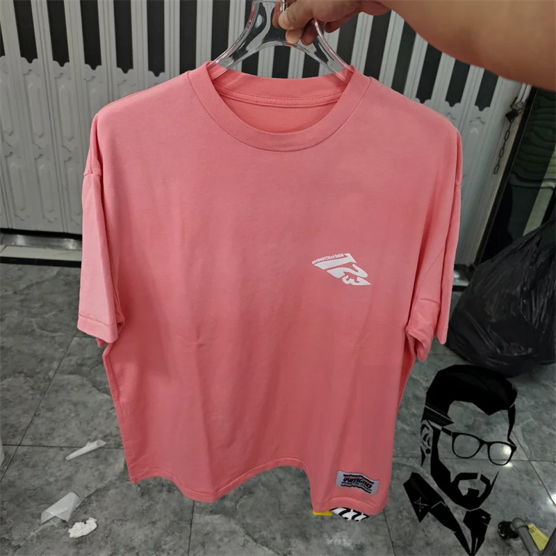 T-shirt de algodão puro masculino e feminino, de alta qualidade, rosa azul claro, frete grátis, RRR123