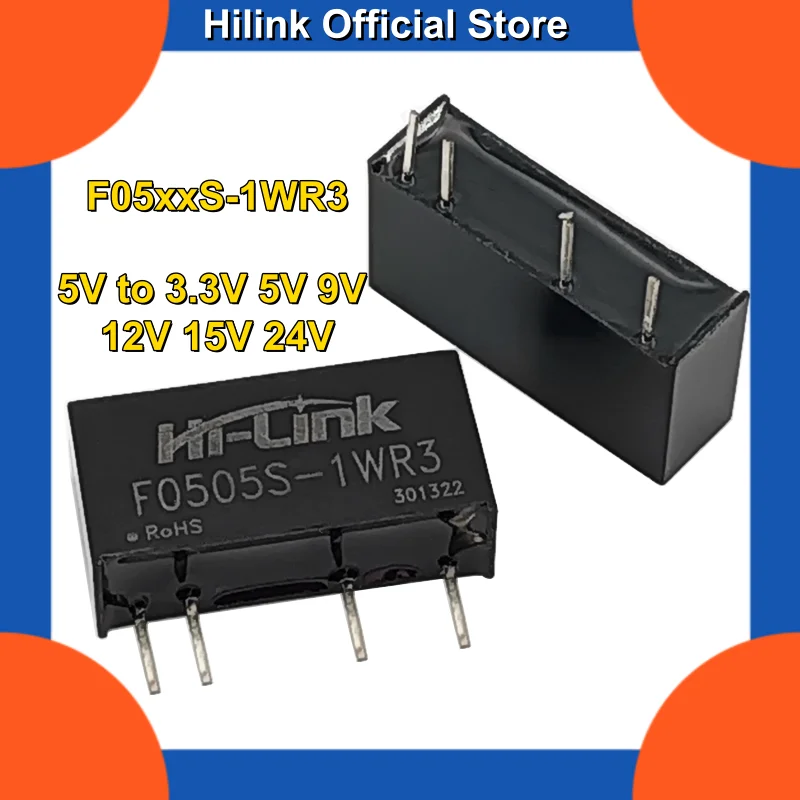 

10pcs Hilink F0505S-1WR3 F0512S-1WR3 5V to 3.3V 5V 9V 12V 15V 24V DC-DC Isolated Unit Low Power Consumption Industrial Control
