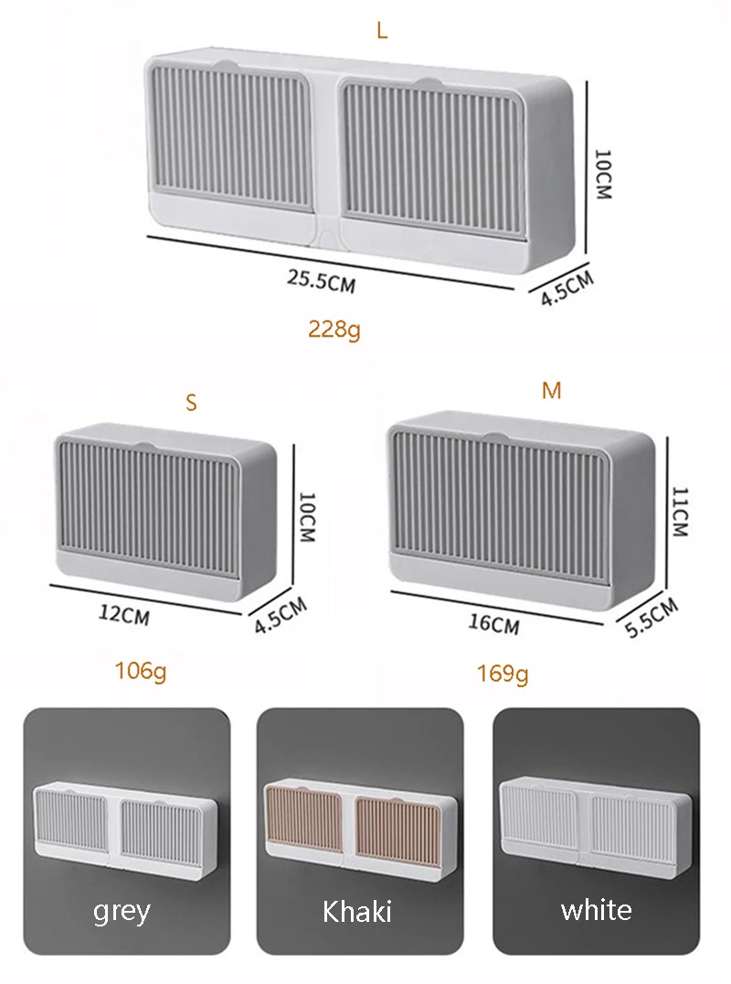 Caja de jabón creativa montada en la pared, Soporte de doble rejilla de drenaje, estante de almacenamiento, accesorios de baño