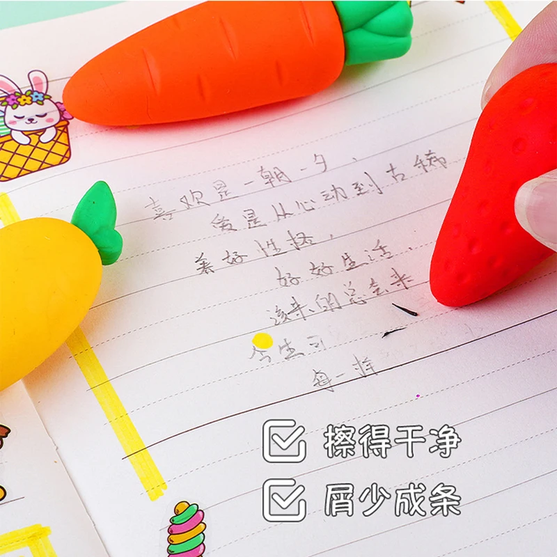 Vivid Fruit Pencil Eraser Rubber Kids Strawberry Mango Carrot Writing Correction Tool School Supplies Student Office Stationery