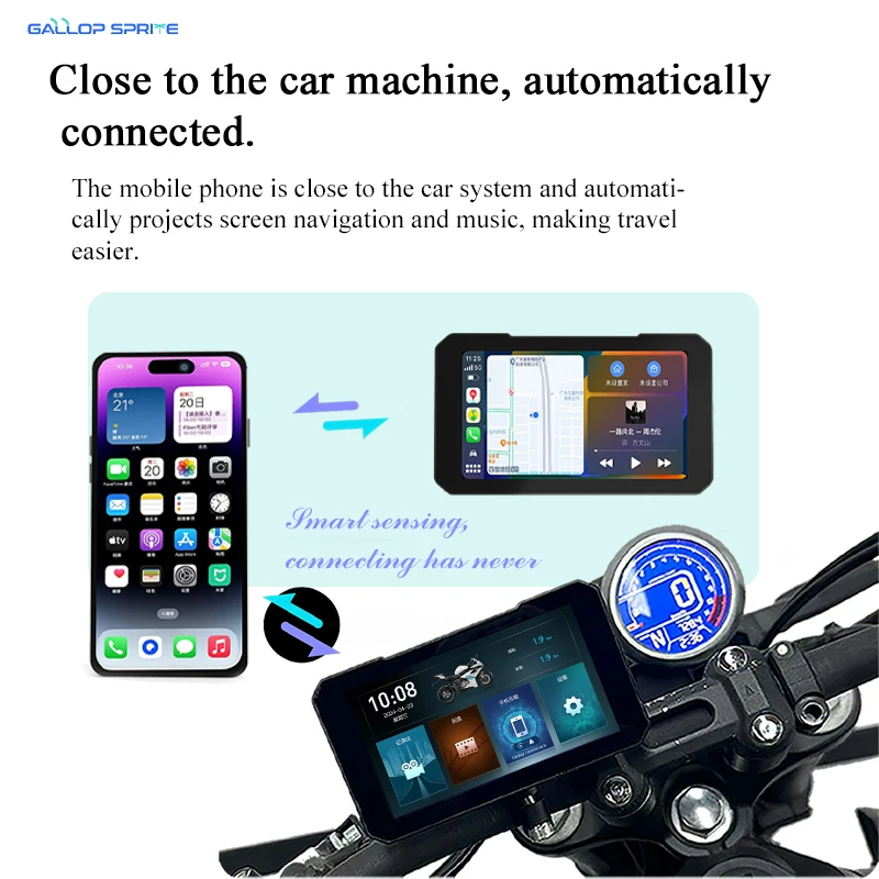 جالوب سبرايت 5 بوصة للدراجات النارية نظام تحديد المواقع والملاحة اللاسلكية CarPlay أندرويد السيارات IPX7 مقاوم للماء DVR محرك مسجل موتو مراقب