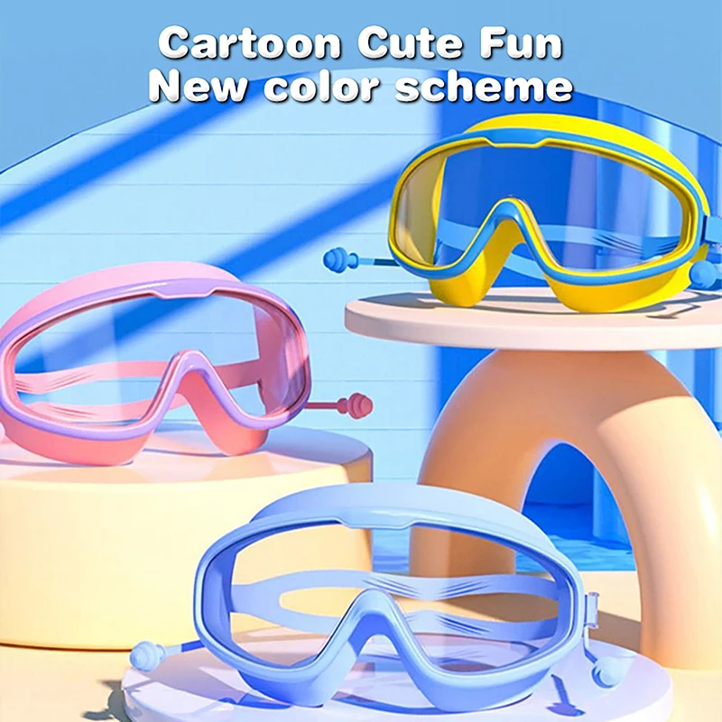 نظارات للأطفال أو الكبار مكافحة الضباب مع سدادة الأذن لا تسرب واضح نظارات السباحة للبنين بنات بركة الشاطئ نظارات السباحة