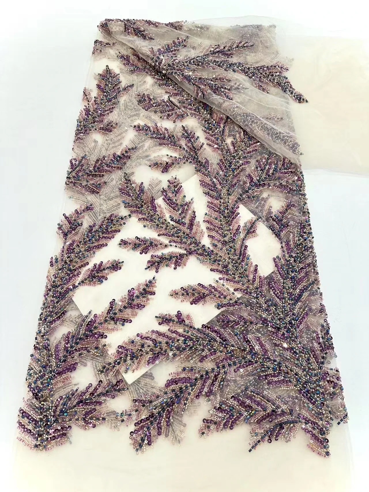 High-quality French luxury beaded lace, African beaded handcrafted art lace fabric, Nigerian sequin sewing fabric