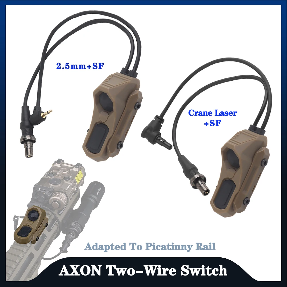 

Tactical AXON Two-Wire Pushbutton Remote Activated Pressure Switch Flashlight PEQ Laser SF/2.5/Crane Plug ,Fit Picatinny Rail