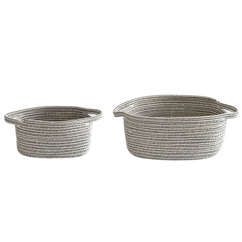 

Nordic Style Cotton Woven Basket Storage Basket Desktop Coffee Table Debris Basket Organizing Basket, 3PCS