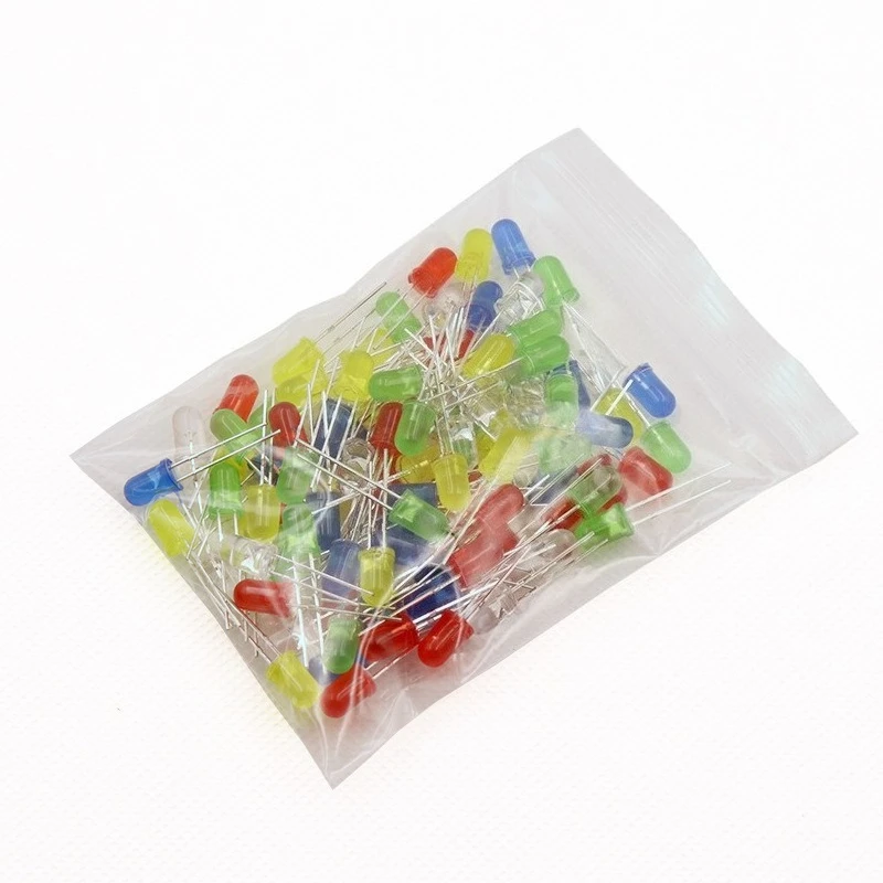 

500pcs 5mm LED Diode Kit 5 Colors Red Green Yellow Blue White DIY Mixed Color Light Emitting Diode Assortment Set for Arduino