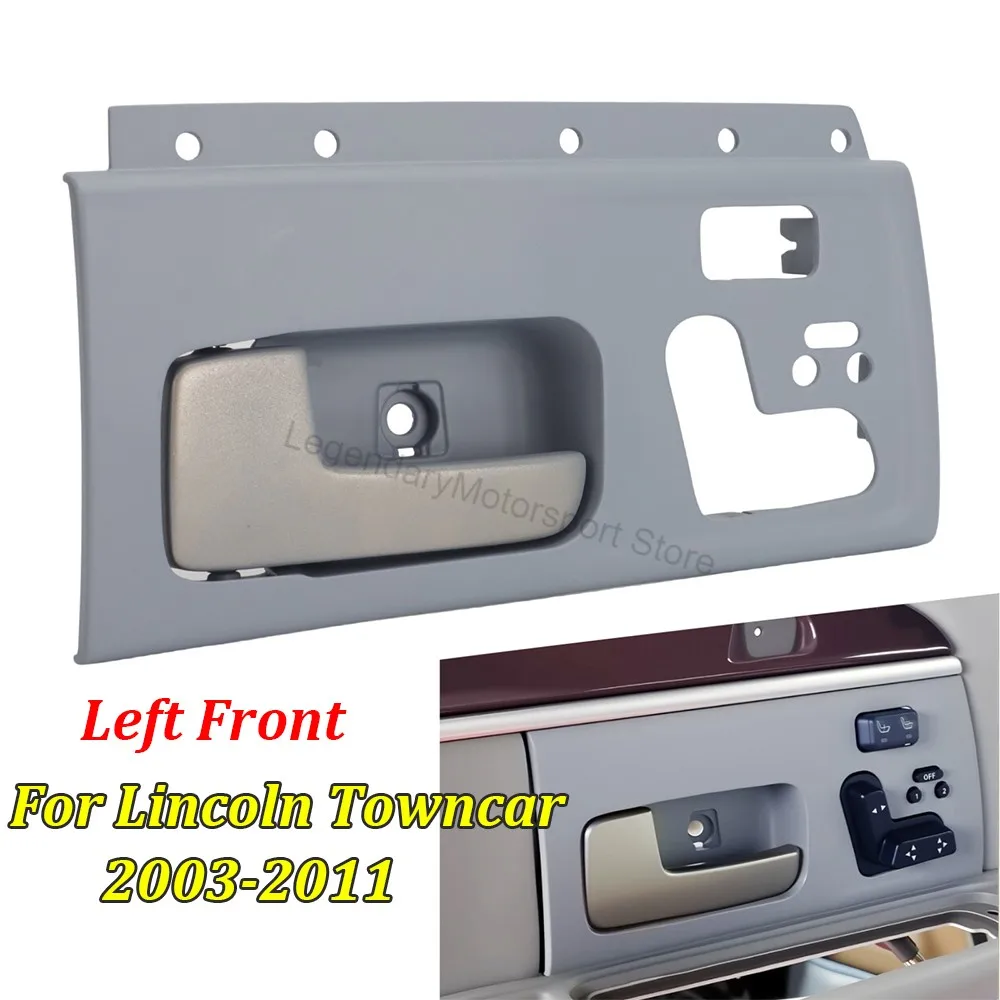 Manija de puerta delantera izquierda con bisel de manija, memoria de calor y aire para Lincoln Towncar 2003-2011