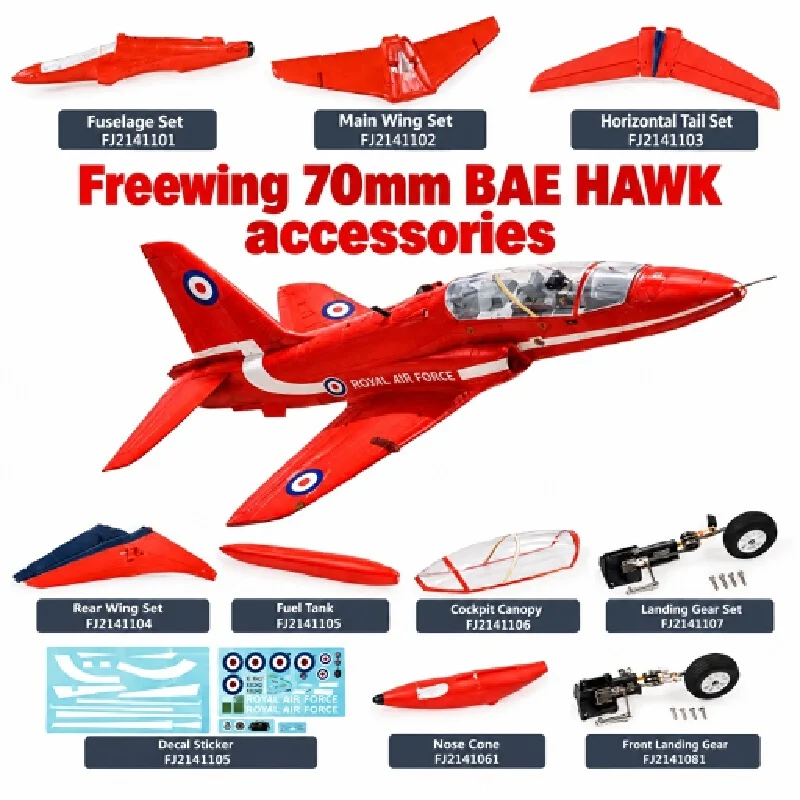Freewing 70mm Bae Hawk Original Accessories Fuselage Main Wings Flat Tail Vertical Tail Cockpit Nose Cover Landing Gear