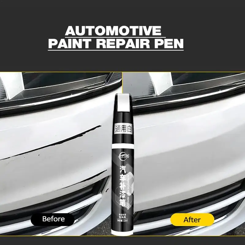 12ml Car Paint Scratches Repair Pen Brush Waterproof Paint Marker Pen Car Tyre Tread Care Automotive Universal Black White Gray