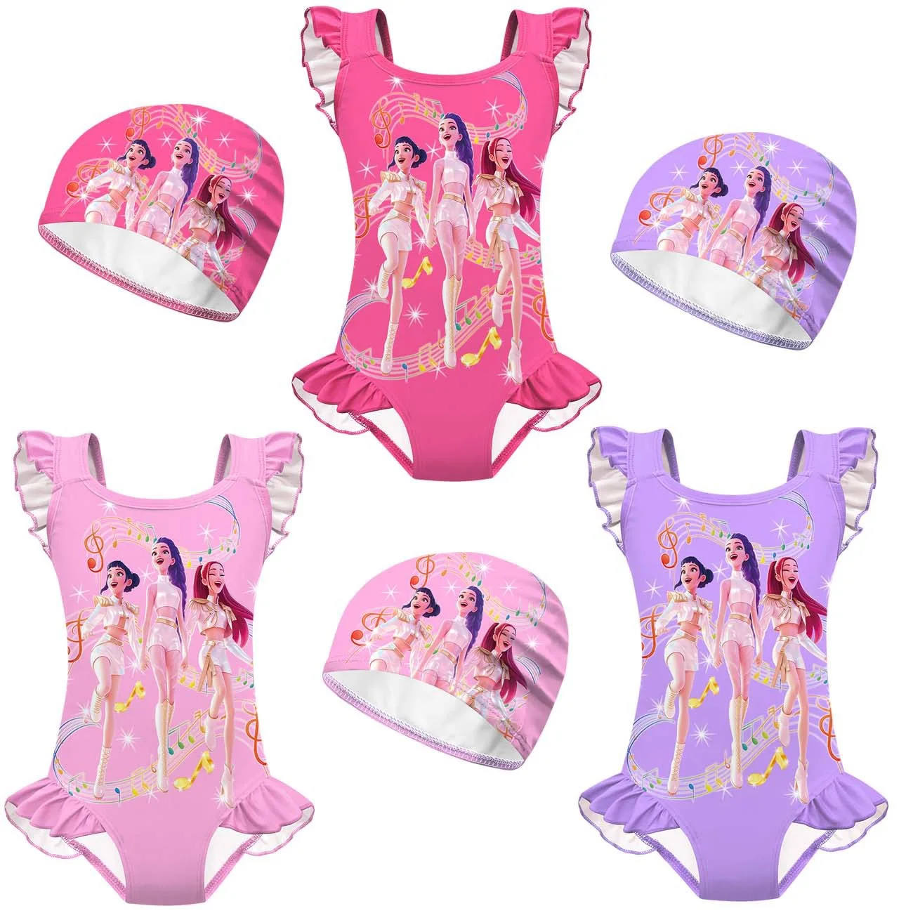 Kpop Swimsuit Girls K pop One Piece Swimsuits for Girl Bathing Swimsuit Set Kids