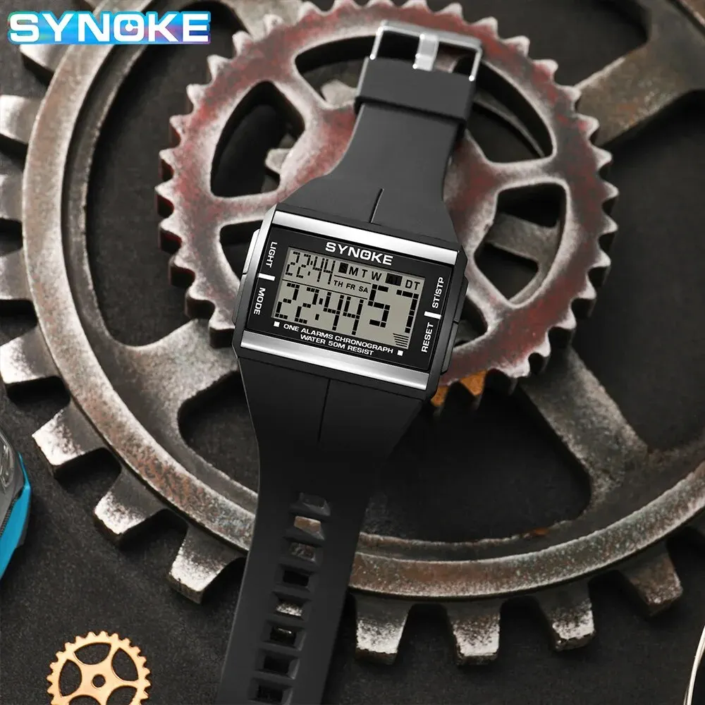 SYNOKE Digital Watch Outdoor New For Men Fashion Retro Men Watch Sports Waterproof Men Watch Multifunctional Seven Lights