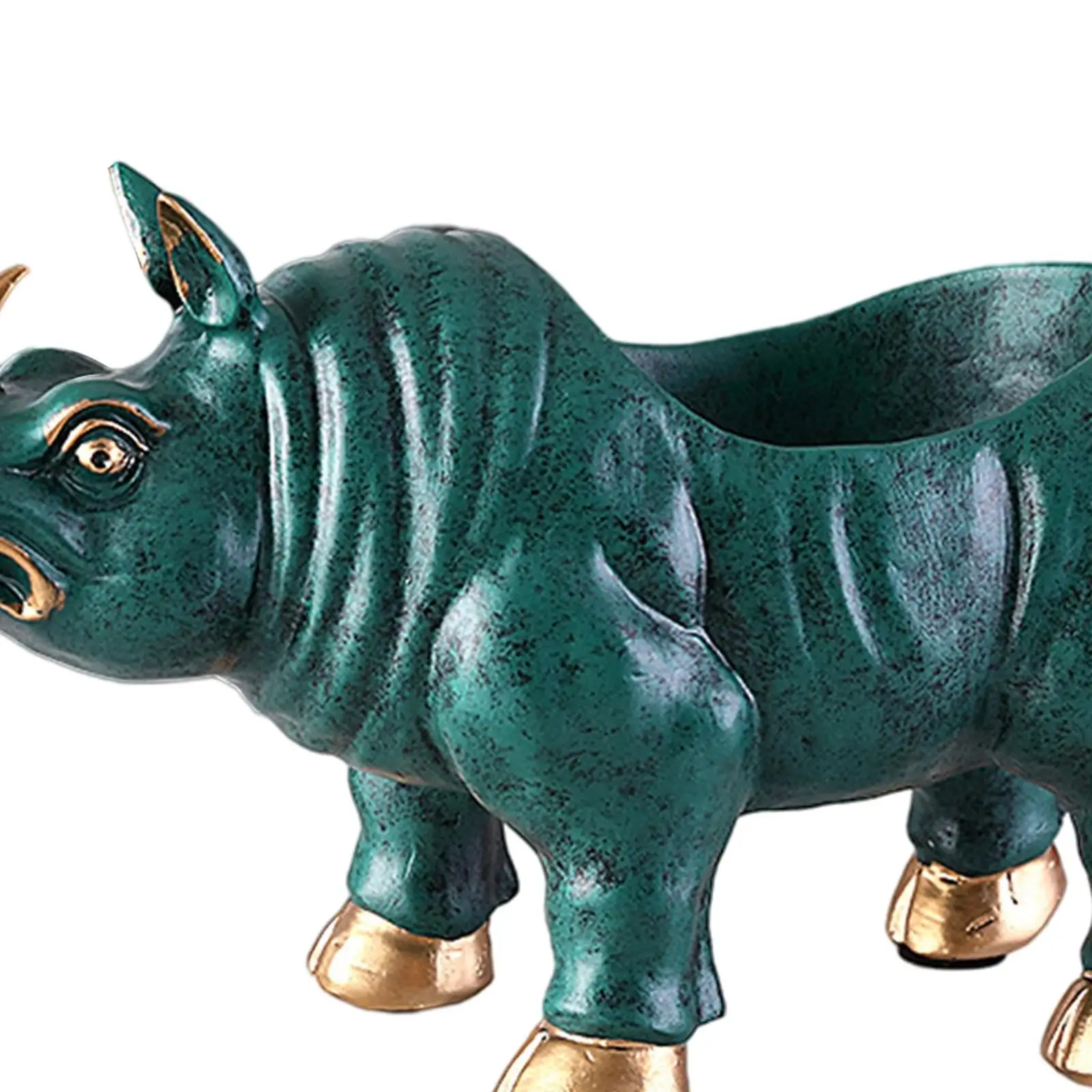 Rhinoceros Key Storage Bowl, Resin Figurine Jewelry Earrings Holder Home Living Room Table Decor