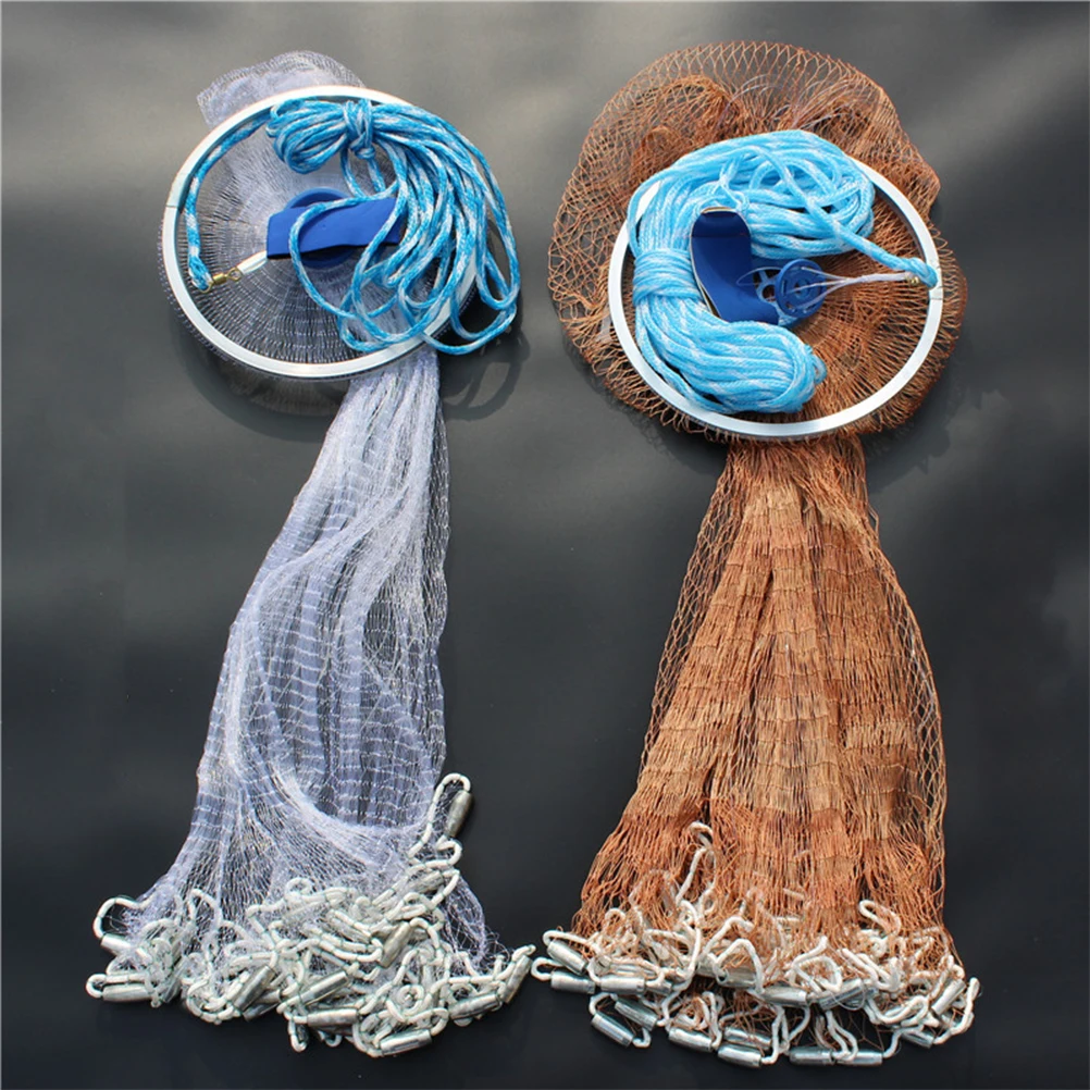 

2 .4M Hand-dumping Fishing Net Mesh Trap Throw Portable Foldable Bait Cast