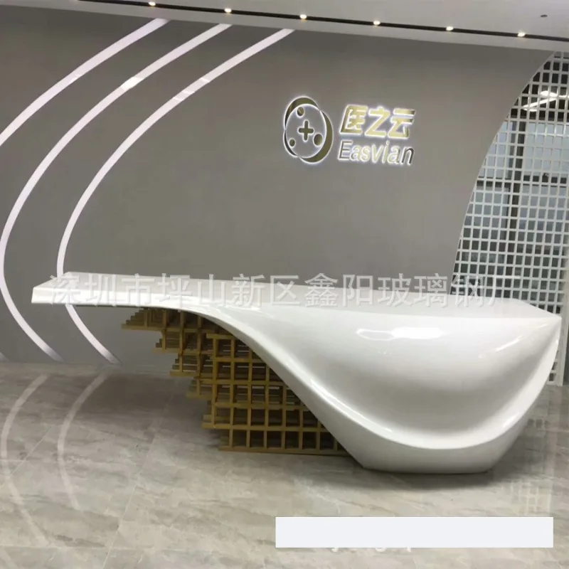 FRP checkout page Service desk Medical beauty exhibition hall Welcome creative glass fiber front desk Reception bar