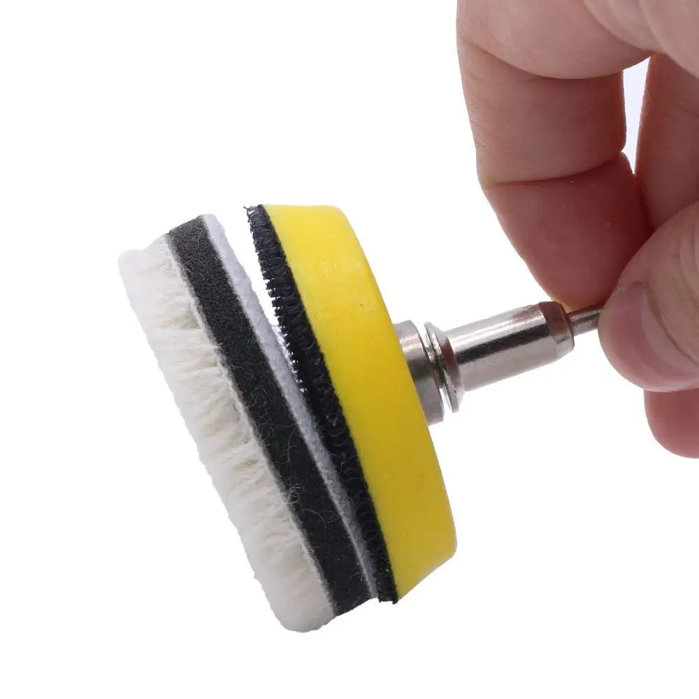 3 Pcs Wool Felt Sponge Polishing Pad 3 Inch Hook and Loop Buffing Wheel Fine Polishing for Polishing Orbital Polisher Buffer